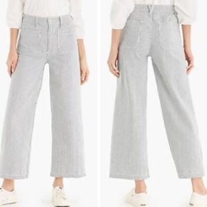 JCrew Point Sur - Blue/White Striped Wide Leg, Cropped Pant - Size 29